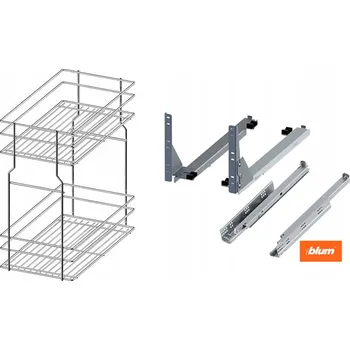 Nábytkové kování Cargo do spodní skříňky 40 cm 400, chromovaný efekt, 2 police, s tlumením dovírání BLUM, plný výsuv
