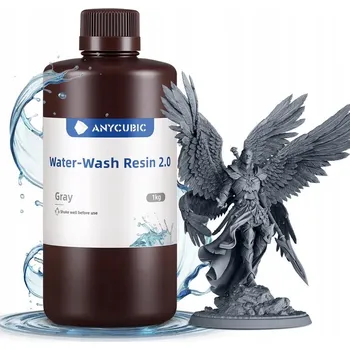 Filament UV Pryskyřice Anycubic Water Washable 2.0 Šedá 1 kg 1 l Pro 3D Tiskárnu