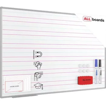 Allboards Bílá suchostíratelná tabule 150×100 cm s hliníkovým rámem, magnetickou fólií (trojlinka) a sadou příslušenství, TE15103L