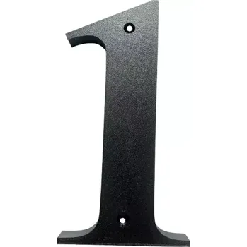 Domovní cedule Domovní číslo popisné 1 na zeď, vrata, sloupky s dírami pro vruty barva černá, výška 170 mm (Domovní číslo 1 černé s dírami)