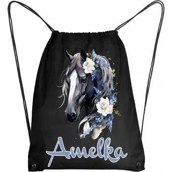 Školní batoh Školní Vak na Boty Batoh na Tělocvik Do Školky s Koněm Kůň + JMÉNO 9