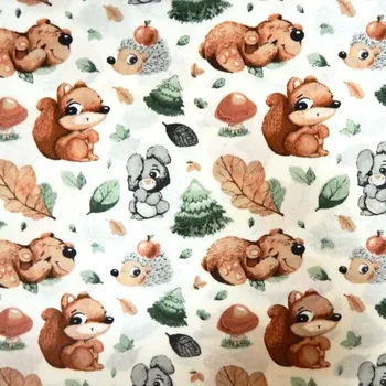 Rumitex Bavlněná látka, cena za 1 metr, šíře 160 cm, ZVÍŘÁTKA V LESE