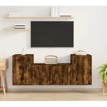 Obývací stěna vidaXL 3dílný set TV skříněk kompozitní dřevo [3188505] Barva: kouřový dub
