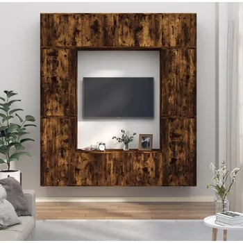 Obývací stěna vidaXL 8dílný set TV skříněk kompozitní dřevo [3188641] Barva: kouřový dub