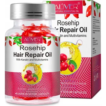 Vlasová regenerace Aliver Rosehip Hair Repair Oil Capsules kapsle s olejem na vlasy se šípkovým olejem, 40 ks