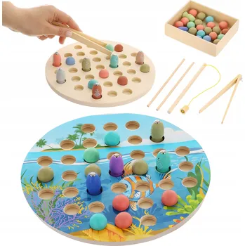 Dřevěná hračka LOVENÍ RYBIČEK MAGNETICKÁ HRA RYBIČKY RYBAŘENÍ