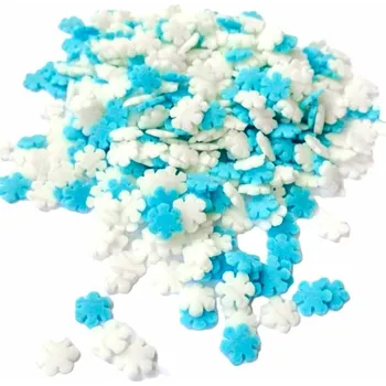 Čokoláda Hospodyňkám.cz Cukrové zdobení Sněhové vločky bílo-modré 30g