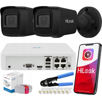 Bezpečnostní kamera Sada IP POE monitoringu se 2 černými venkovními kamerami Hilook Hikvision