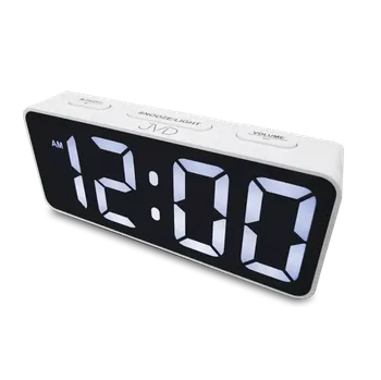 Budík JVD Digitální bílý moderní budík do el. sítě JVD SB524.3 s bílými LED číslicemi (Senzor stmívání (rozsvítí se displej))