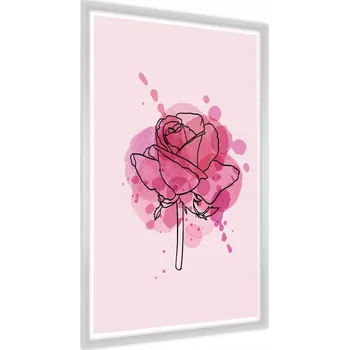 Obraz Plakát v Rámu RŮŽE Květina ve Stylu Line Art 50x70
