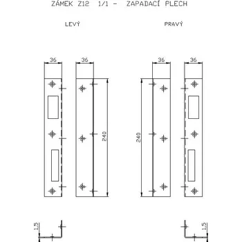 zadlabací zámek Protiplech vratový zámek 1/1 ''P''