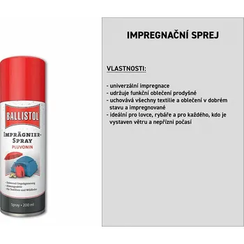 Obranný sprej Impregnační sprej Pluvonin 200 ml, BALLISTOL 25013 (25000)