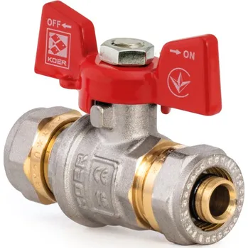 Ventil Kulový kohout se svěrným šroubením, motýl, červený, KR.353 Ø16ר16 | KR.353 Ø16ר16