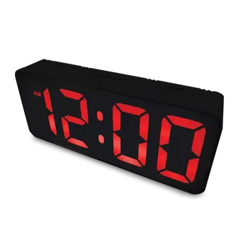 Budík JVD Digitální černý moderní budík do el. sítě JVD SB524.2 s červenými LED číslicemi (Senzor stmívání (rozsvítí se displej))