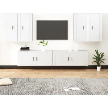 Obývací stěna vidaXL 6dílný set TV skříněk kompozitní dřevo [3188710] Barva: Bílá