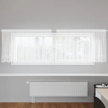 Markýza Čipkový Závěs se záclonami Bílá 120 x 300 cm Polyester