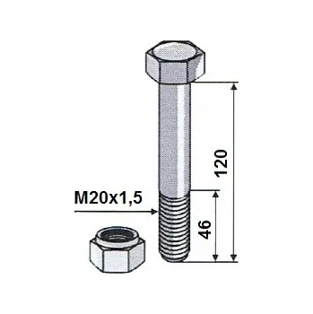 Šroub Šroub šestihranný DIN 960 M20x1,50x120 10.9 CZ 25 Ks