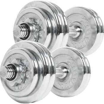 Sada jednoručních činek pochromovaná, 2x15 kg