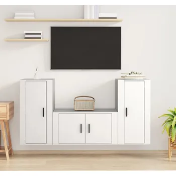 Obývací stěna vidaXL 3dílný set TV skříněk kompozitní dřevo [3188526] Barva: Bílá