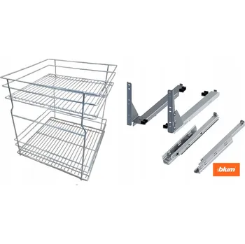 Cargo koš do spodní skříňky 50cm 500 Chrom 2ks s tlumením dovírání BLUM plný výsuv