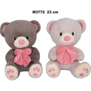 plyšák Plyšová Hračka Medvídek Velká Mašle 2 barvy - 23 cm