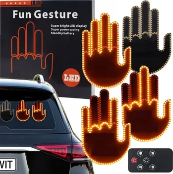 autokoberec LED ruka na zadní okno auta - Signalizátor gest - Prostředníček + Dálkové ovládání