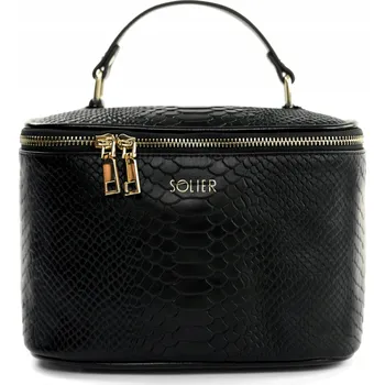 Kosmetická taška Kosmetická taštička Solier FK01 black snake černá (imitace hadí kůže)