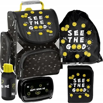 Školní batoh ŠKOLNÍ SET TORNISTER PASO batoh SMILEY pro 1.-3. třídu, SET 5v1