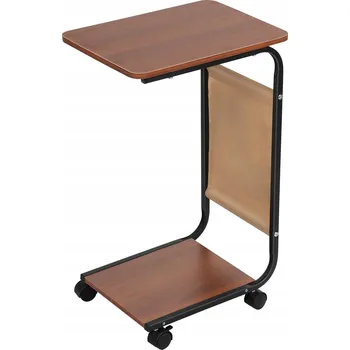 Konferenční stolek ODKLÁDACÍ STOLEK S KOLEČKY A KAPSOU 63 CM, C-TVAR, MOBILNÍ POD POHOVKU/POSTEL
