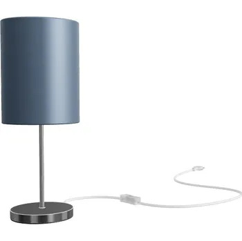 Lampička NYC/RON 15/20 stolní Monaco petrolejová/stříbrné PVC/chrom 230V LED E27 15W