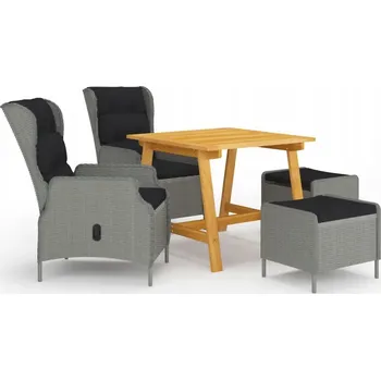 Zahradní sestava Sada zahradního nábytku z umělého ratanu VidaXL šedá 5 ks