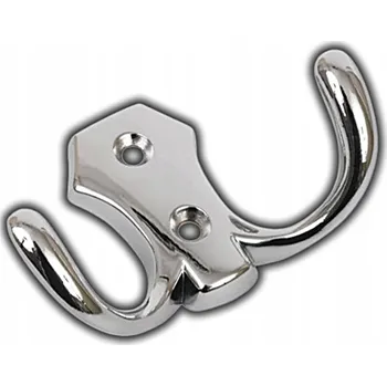 Věšák OZDOBNÝ NÁBYTKOVÝ VĚŠÁK NA OBLEČENÍ DVOJITÝ KRÁTKÝ JEDNODUCHÝ CHROM LESKLÝ