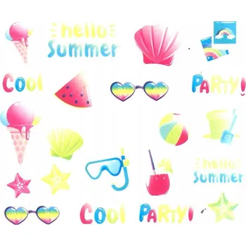 Samolepky na nehty - vodní obtisky, barevné letní vzory BN-1695