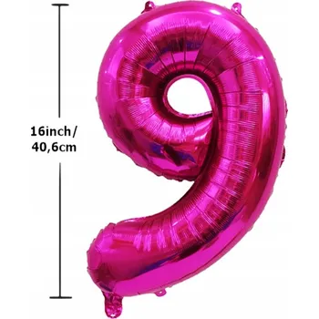 Balónek Fóliový balónek ČÍSLICE 9 Narozeninová oslava Růžový 40 cm (16 palců)