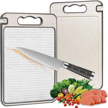 Obraz OBOUSTRANNÁ kuchyňská DESKA na KRÁJENÍ OCEL silná a robustní s ostřičkou, 36.5x25 cm