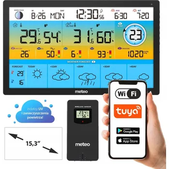Meteostanice MULTIFUNKČNÍ METEOROLOGICKÁ STANICE BAROMETR ALARM WIFI MĚŘENÍ KVALITY VZDUCHU