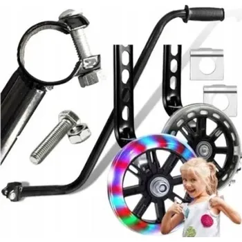 Jízdní kolo LED postranní kolečka na kolo, podpůrná kolečka + vodící tyč pro dětské kolo