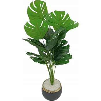 umělá květina UMĚLÝ KVĚT V KVĚTINÁČI MONSTERA VE ZLATÉM KVĚTINÁČI REALISTICKÁ 55 CM