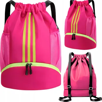 Školní vak Imiti růžový 46x36 cm pruhovaný voděodolný