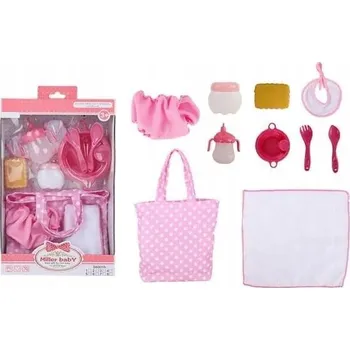 Doplněk pro panenku PŘÍSLUŠENSTVÍ PRO PÉČI O PANENKU SWEDE - TAŠKA, MISKA, LAHEV PRO DĚTI