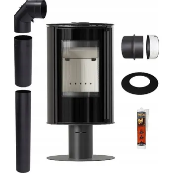 Krbová kamna KAMNA VOLNĚ STOJÍCÍ OCELOVÁ KOZA ERIK NA NOZE 5,5 kW EKOPROJEKT SET