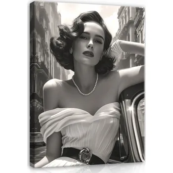 Obraz OBRAZ ŽENA ČERNOBÍLÝ NA PLÁTNĚ NA ZEĎ DO LOŽNICE OBÝVÁKU 40x30