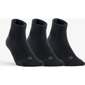 DECATHLON Polovysoké tenisové ponožky RS160 3 páry 35/38 ČERNÁ