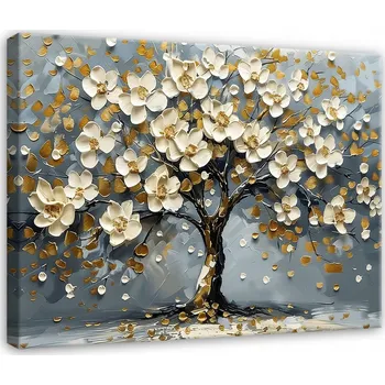Obraz OBRAZ STROM ŽIVOTA KVĚTY DO LOŽNICE OBÝVÁKU NA PLÁTNĚ NA ZEĎ 40x30