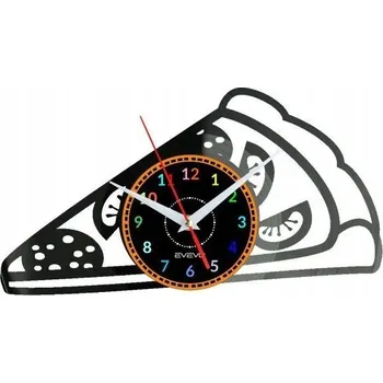 Hodiny PIZZA HODINY NÁSTĚNNÉ DEKORATIVNÍ MODERNÍ VINYLOVÁ DESKA