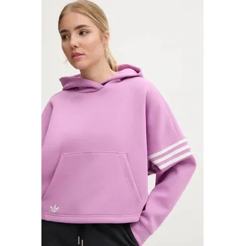 Dámská mikina Mikina adidas Originals Neuclassicscl Hoodie dámská, fialová barva, s kapucí, s aplikací, IW5614, XL, 03A