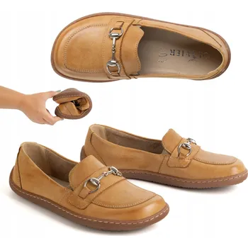 Dámské mokasíny Dámské barefoot mokasíny kožené hnědé 1288AR flexibilní zdravé boty velikost 39