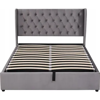 Postel Dřevěná manželská postel Arhatreya 140x190 cm šedá