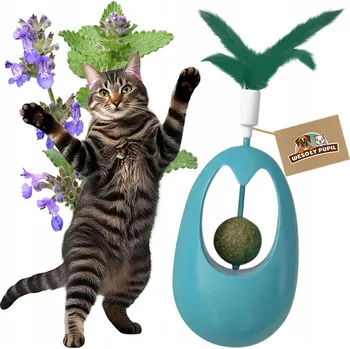 Hračka pro kočku Hračka pro kočky se šantou kočičí Wesoły Pupil INTERAKTIVNÍ HRAČKA pro kočky S KOČIČÍ šňůtou, bublinky, stojící pohyblivá peříčka