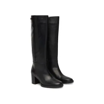 Dámské kozačky Tommy Hilfiger Kozačky Stacked Heel Leather Long Boot FW0FW08865 Černá 40